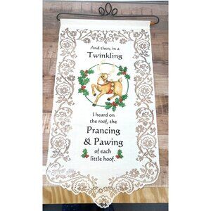 RARE Christmas Wall Hanging With Reindeer & Holly Design
